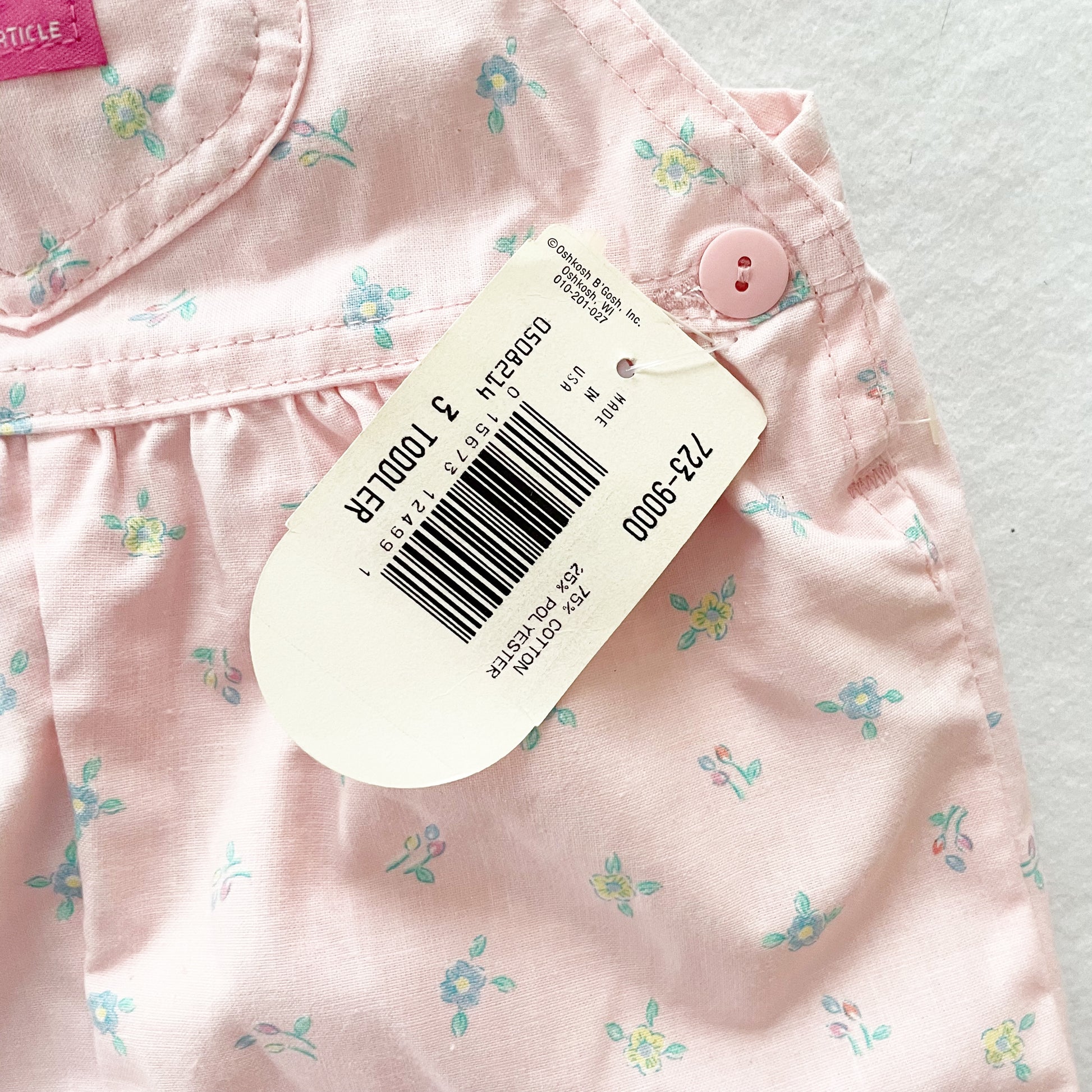 OshKosh Floral Bow Back Shortalls - Yellow Clover Vintage Kids Clothes