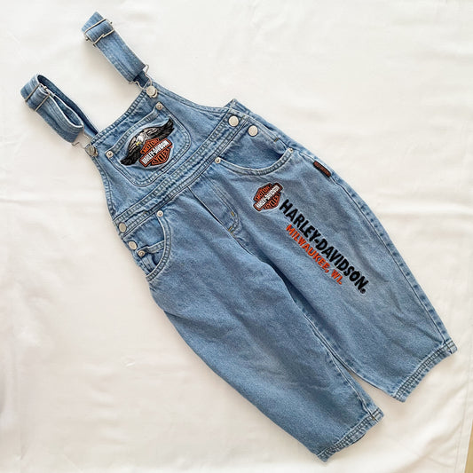 Harley-Davidson Denim Overalls • 3T (?) - Yellow Clover Vintage Kids Clothes