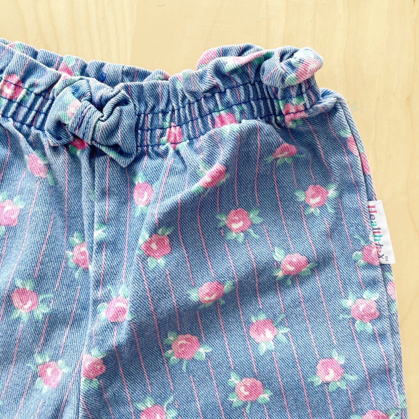 Vintage Healthtex Striped Floral Elastic Waist Jeans - Yellow Clover Vintage Kids Clothes