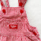 OshKosh Gingham Red Shortalls - Yellow Clover Vintage Kids Clothes