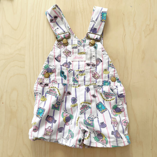 Vintage Liberty Summer Striped Shortalls - Yellow Clover Vintage Kids Clothes