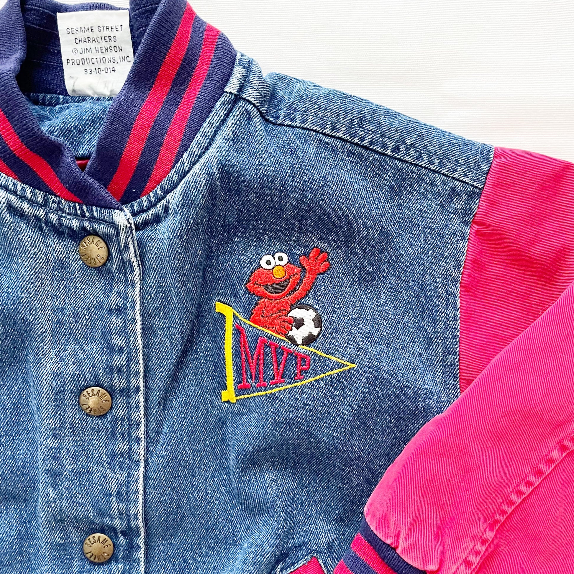 Sesame Street Elmo Varsity Jacket - Yellow Clover Vintage Kids Clothes