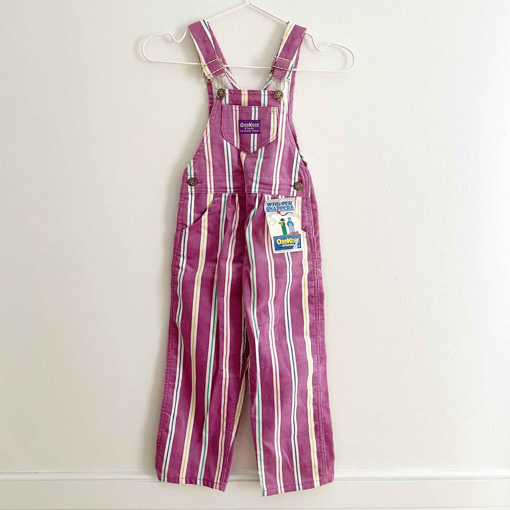 Vintage Deadstock OshKosh Purple Cord Striped Kids Overalls