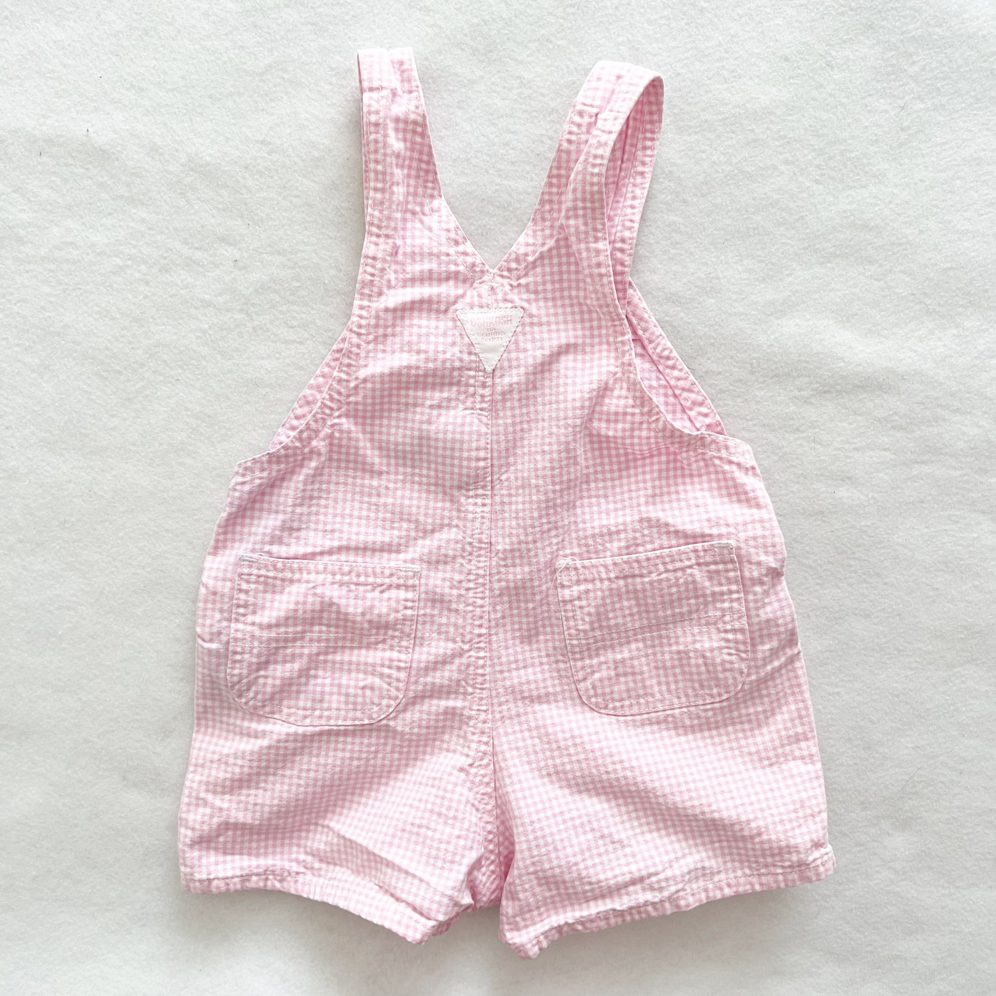OshKosh Pink Gingham Shortalls - Yellow Clover Vintage Kids Clothes