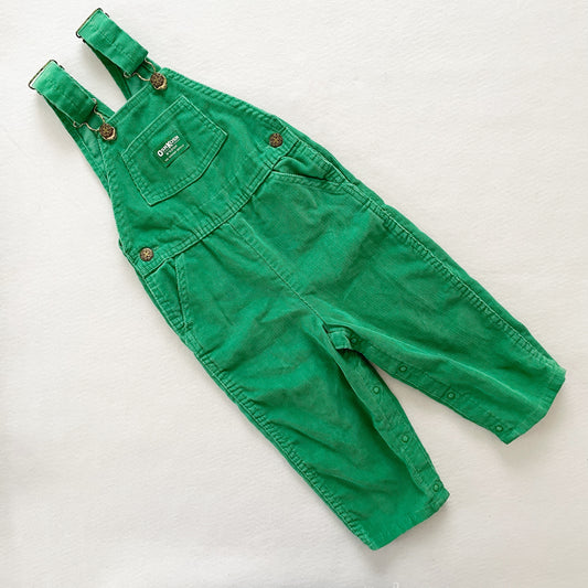 OshKosh Kelly Green Cord Overalls - Yellow Clover Vintage Kids Clothes