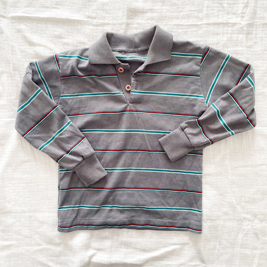 Striped Collared Polo Shirt - Yellow Clover Vintage Kids Clothes