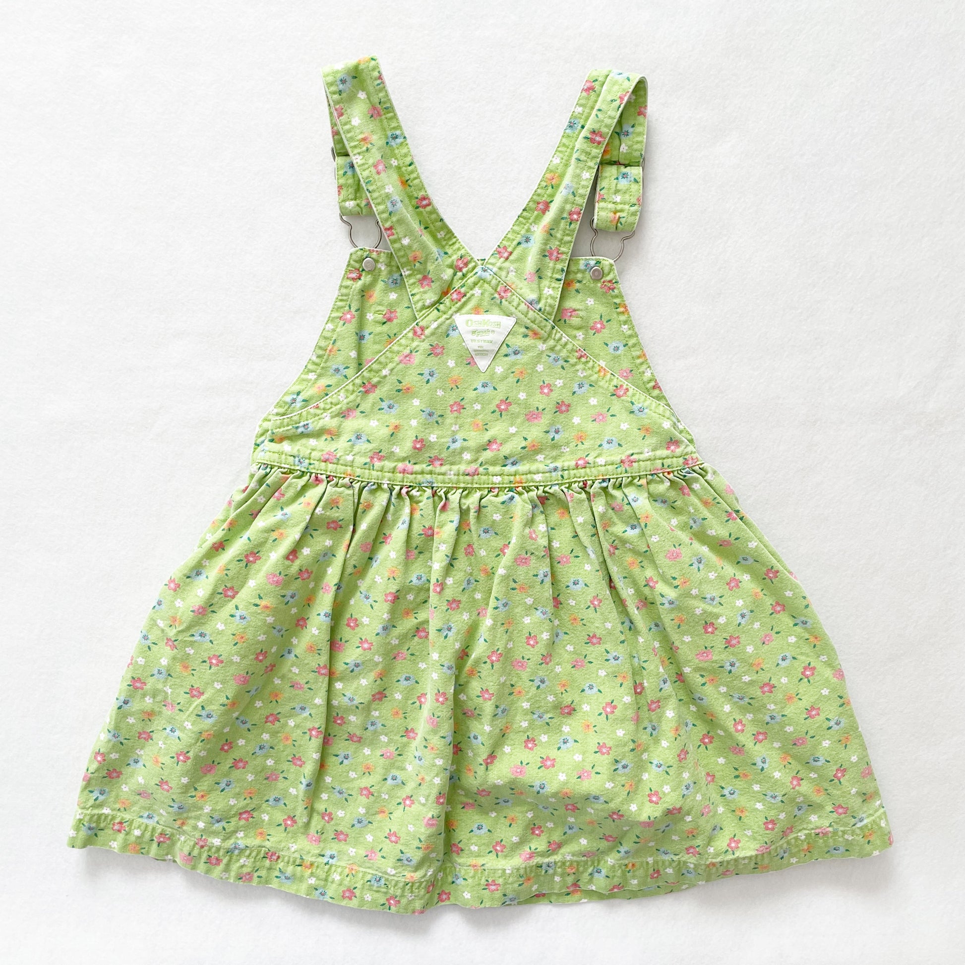 OshKosh Green Floral Skirtall - Yellow Clover Vintage Kids Clothes