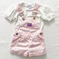 OshKosh Light Pink Floral Print Shortalls Set - Yellow Clover Vintage Kids Clothes
