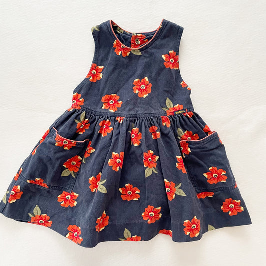 OshKosh Navy Red Floral Dress - Yellow Clover Vintage Kids Clothes