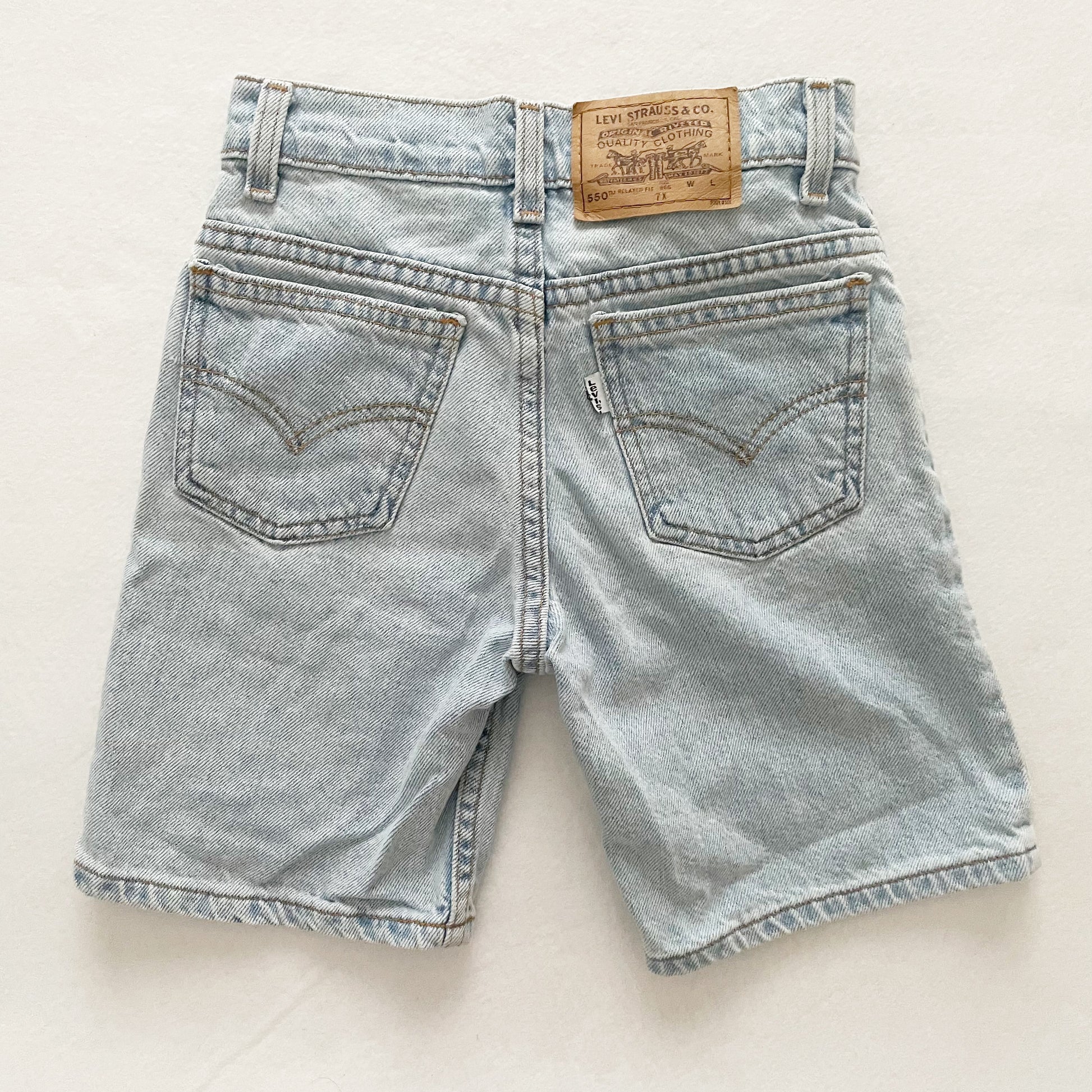 Levi’s Light Wash White Tab Shorts - Yellow Clover Vintage Kids Clothes