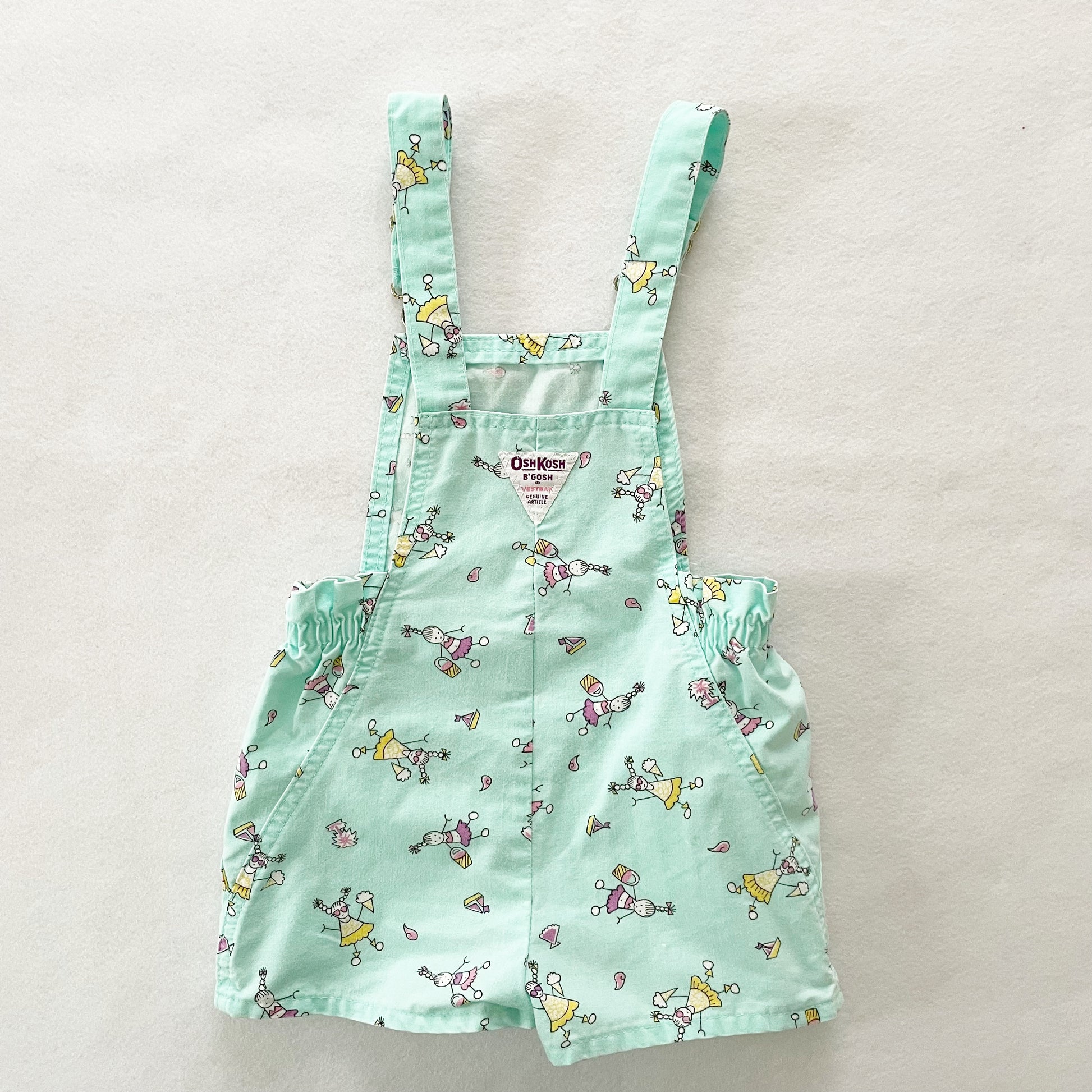 OshKosh Ice Cream Girls Shortalls - Yellow Clover Vintage Kids Clothes