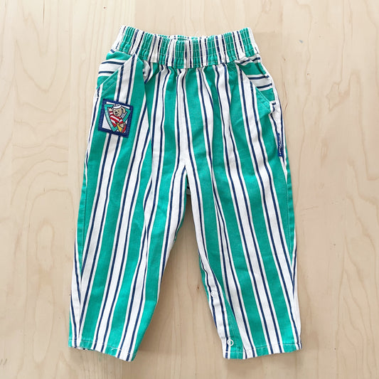 Vintage Baby B’gosh Green Wide Stripe Sailor Dog Pants