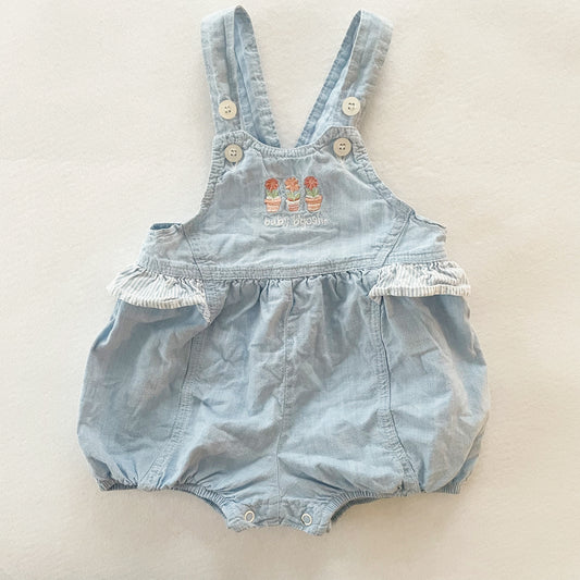 Baby B’gosh Embroidered Light Chambray Bubble Romper - Yellow Clover Vintage Kids Clothes