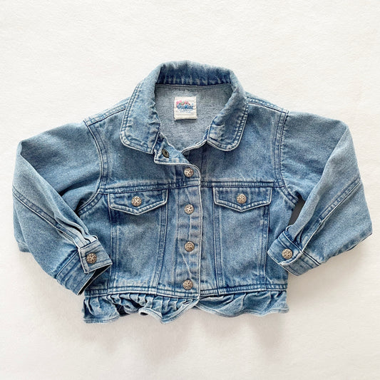 OshKosh Ruffle Denim Jacket - Yellow Clover Vintage Kids Clothes