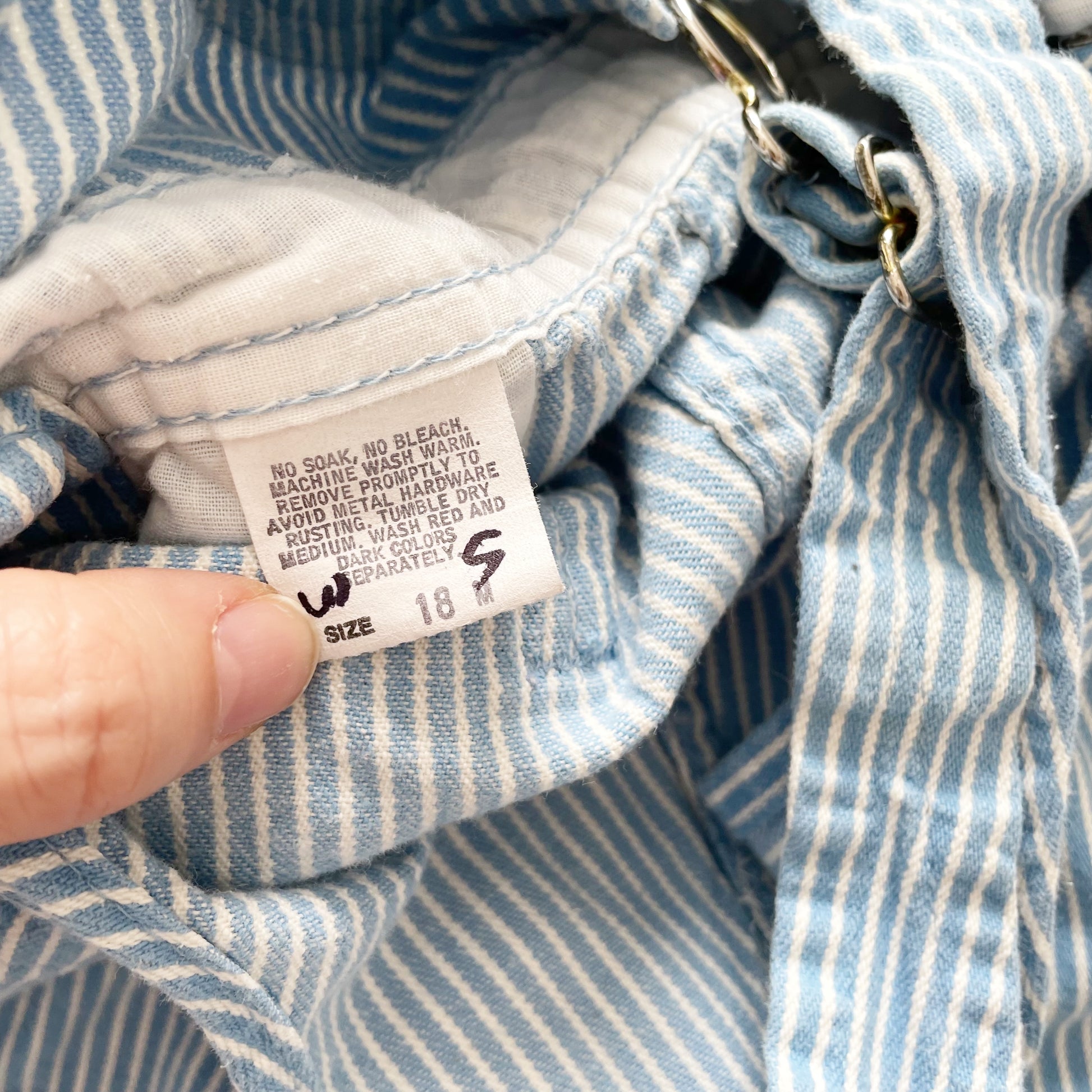 OshKosh Light Blue Hickory Stripe Overalls - Yellow Clover Vintage Kids Clothes