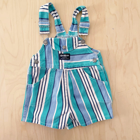 OshKosh Striped Foldover Pocket Front Shortalls - Yellow Clover Vintage Kids Clothes