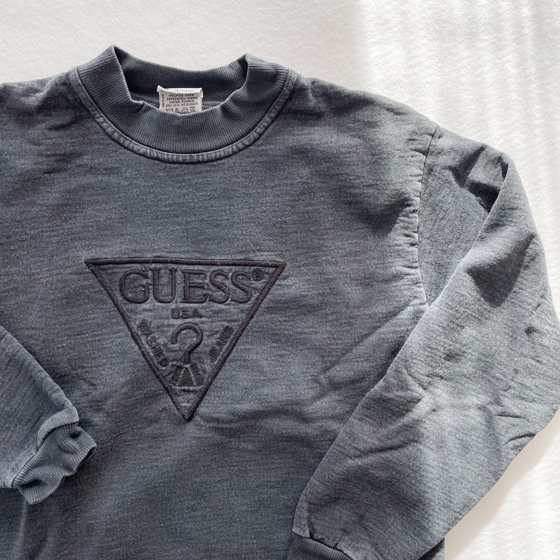 Adult Guess Logo Crewneck - Yellow Clover Vintage Kids Clothes