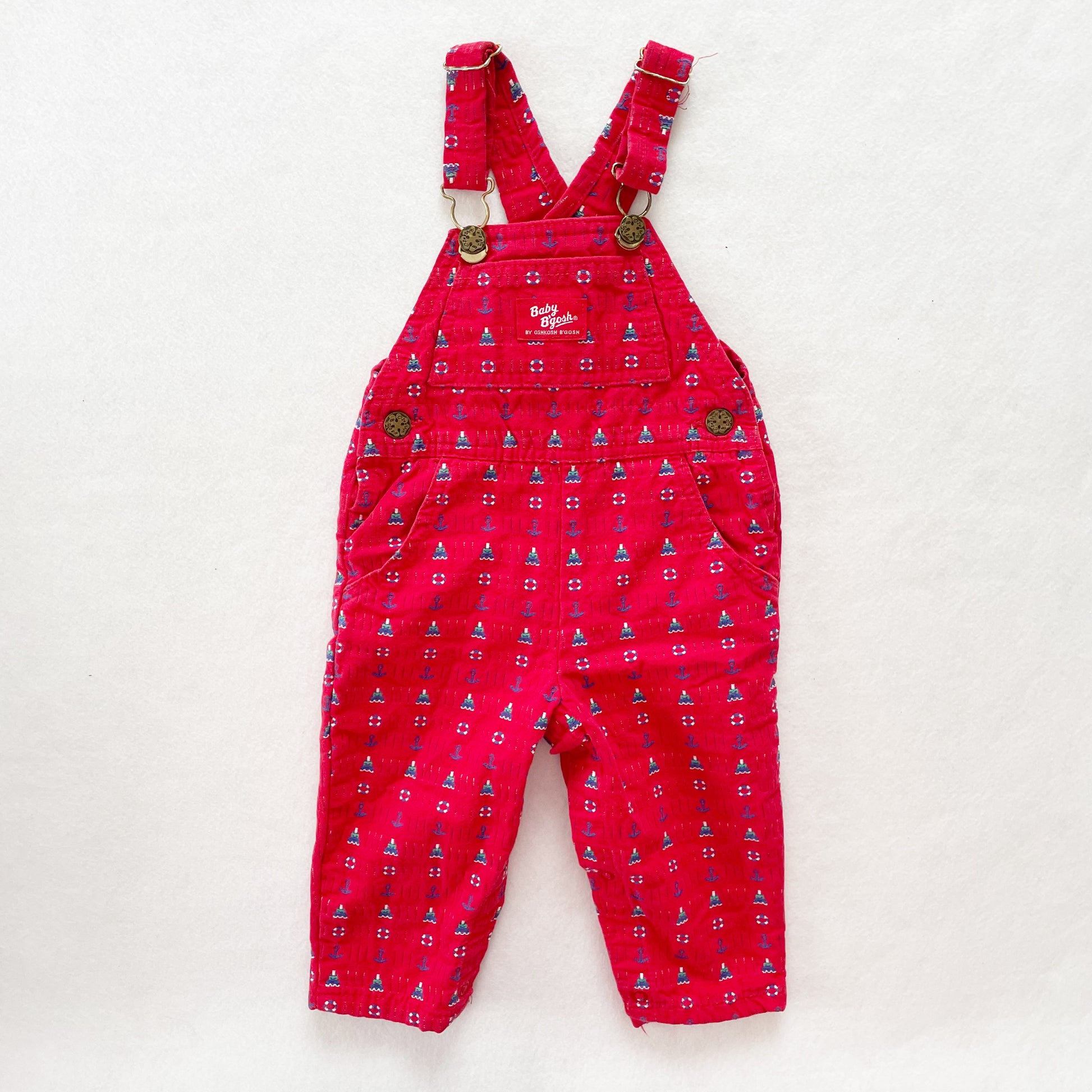 Vintage OshKosh Baby B’gosh Nautical Woven Overalls - Yellow Clover Vintage Kids Clothes
