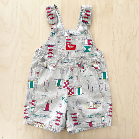 OshKosh Neutral Nautical Shortalls - Yellow Clover Vintage Kids Clothes