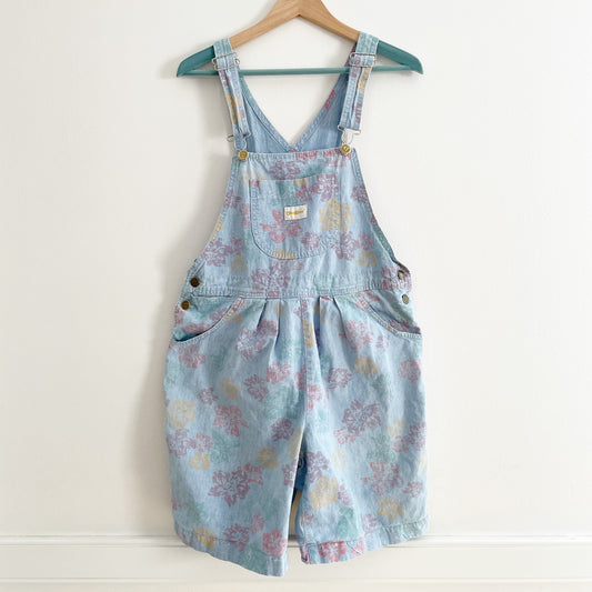OshKosh Women’s Floral Chambray Shortalls - Yellow Clover Vintage Kids Clothes