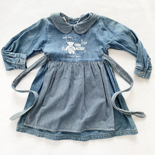 OshKosh Denim Bear Apron Dress - Yellow Clover Vintage Kids Clothes