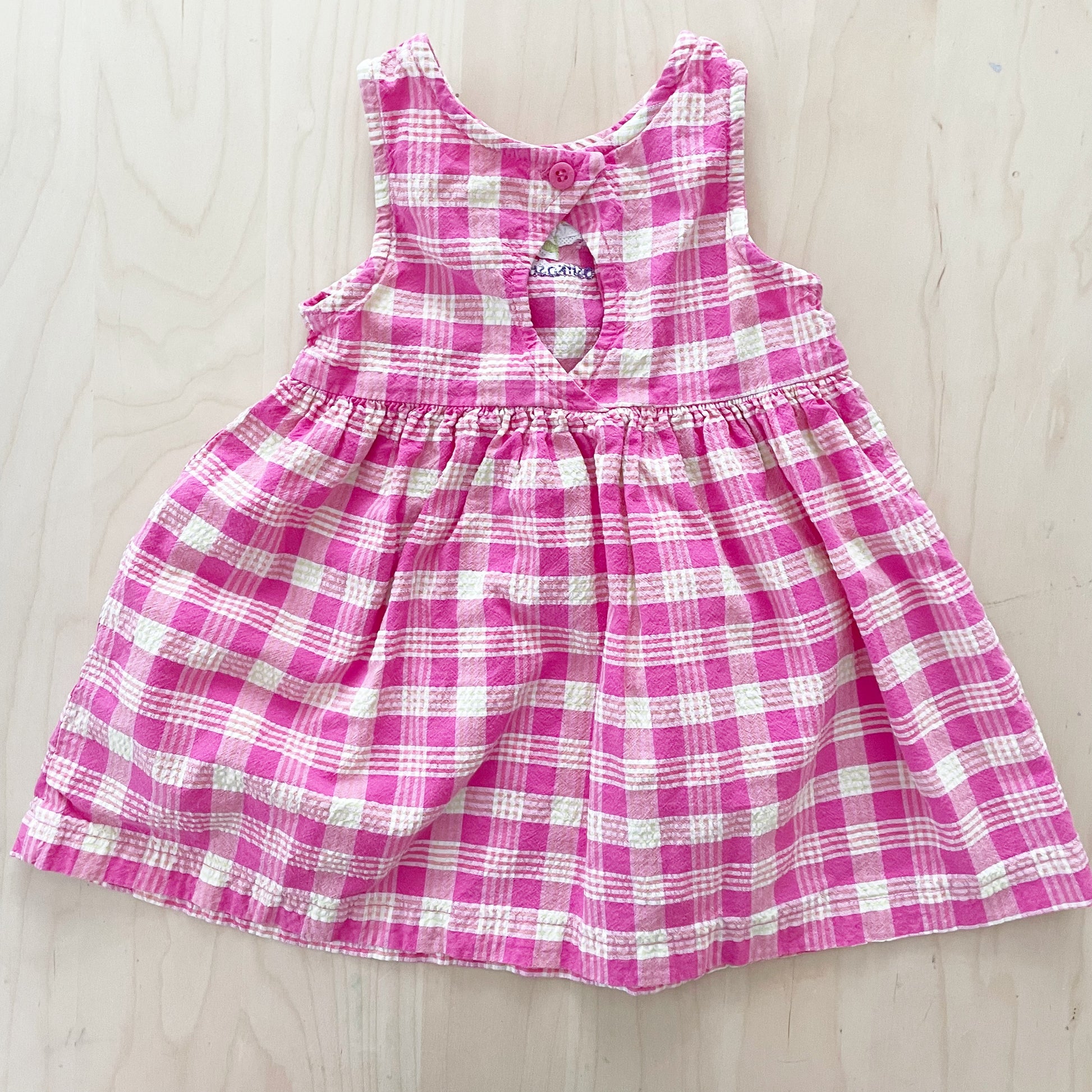 OshKosh Plaid Flower Embroidery Dress - Yellow Clover Vintage Kids Clothes