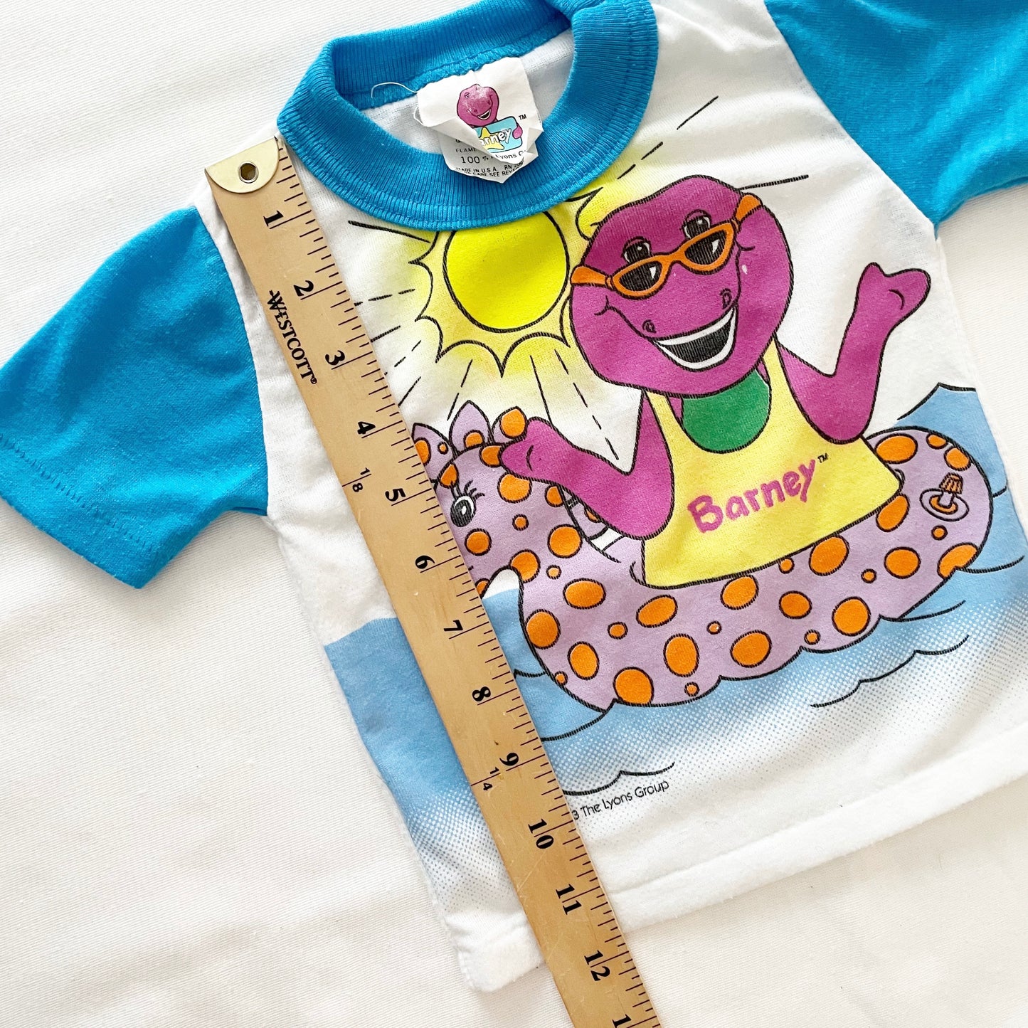 Barney Pool Float PJ Top • 24m (?) - Yellow Clover Vintage Kids Clothes