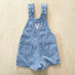OshKosh Medium Blue Hickory Striped Shortalls - Yellow Clover Vintage Kids Clothes