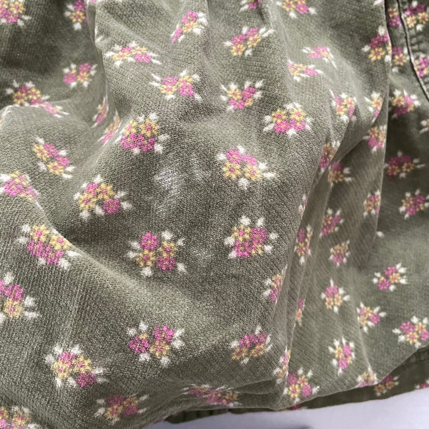 OshKosh Olive Floral Dress - Yellow Clover Vintage Kids Clothes