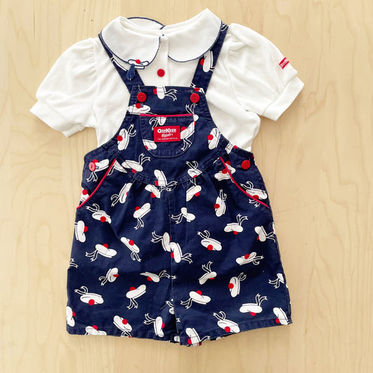 OshKosh Sailor Hat Shortalls Set - Yellow Clover Vintage Kids Clothes