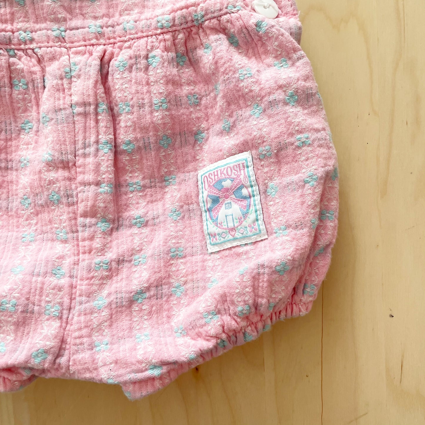 OshKosh Pink Woven Windmill Patch Bow Back Bubble