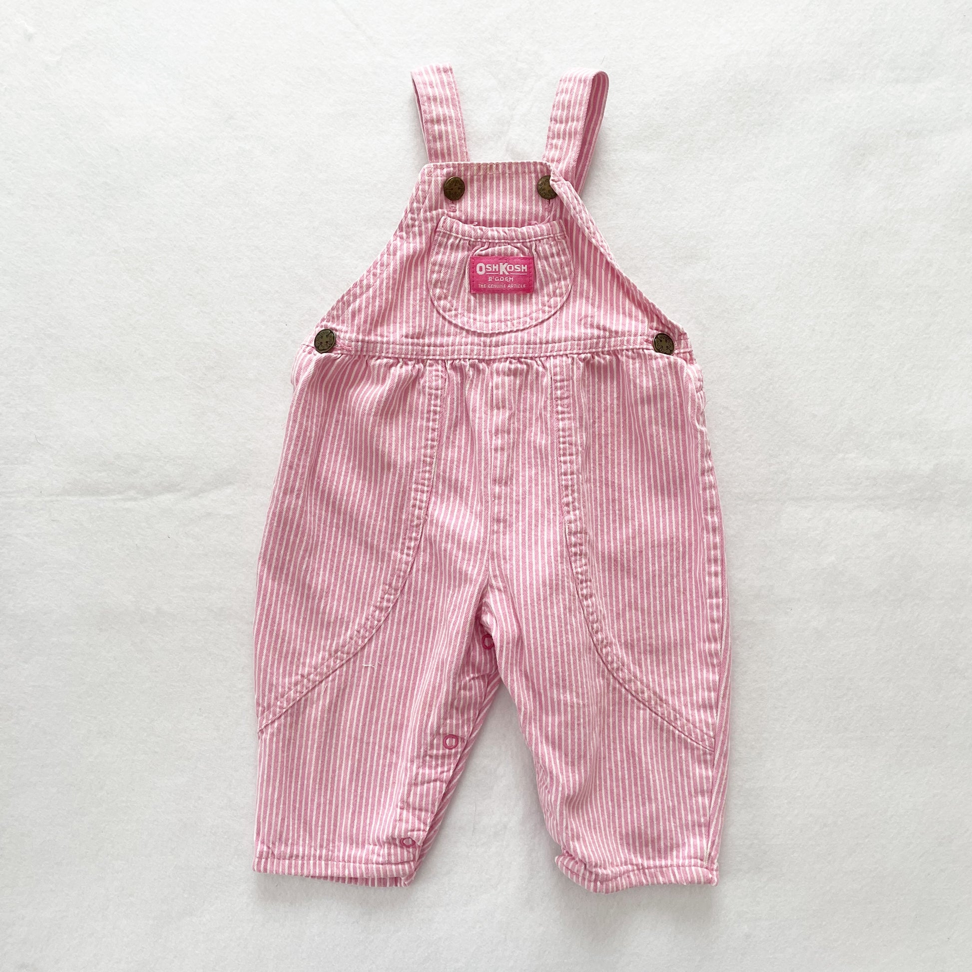 OshKosh Pink Hickory Bubble Overalls - Yellow Clover Vintage Kids Clothes