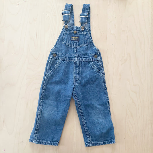 OshKosh Classic Denim Overalls - Yellow Clover Vintage Kids Clothes