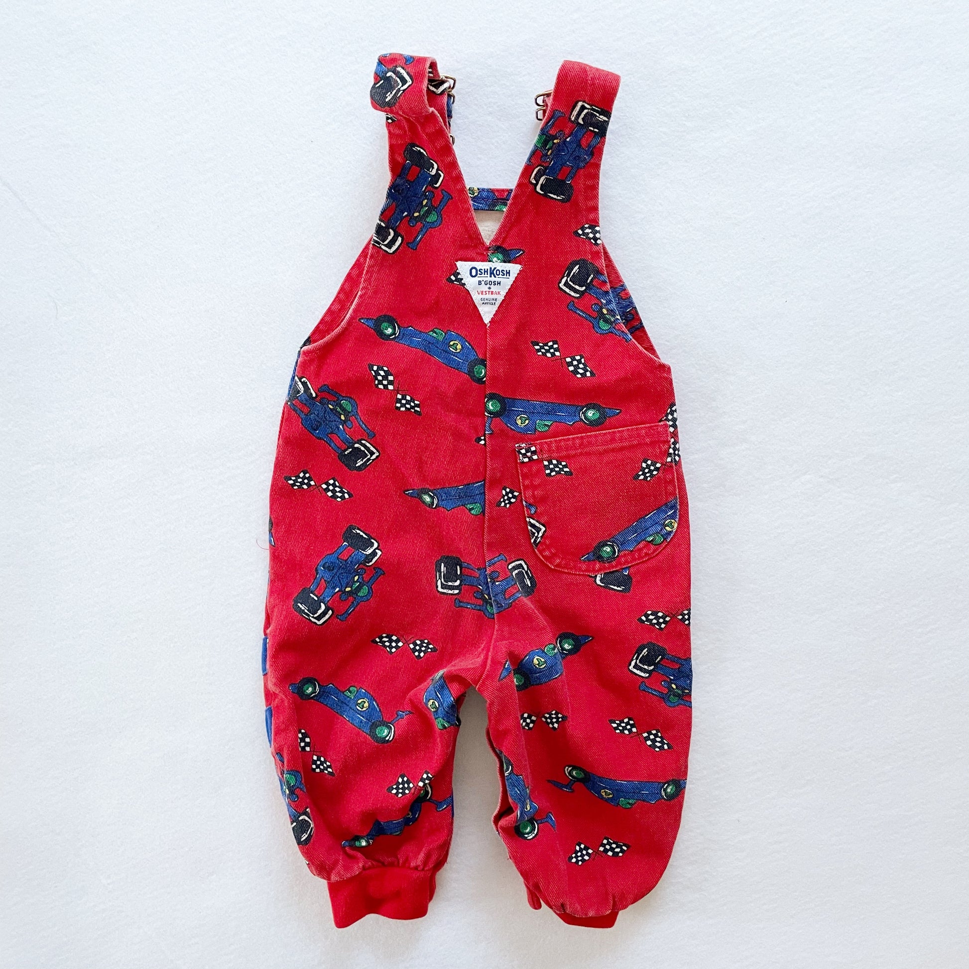OshKosh Racecar Jogger Overalls - Yellow Clover Vintage Kids Clothes