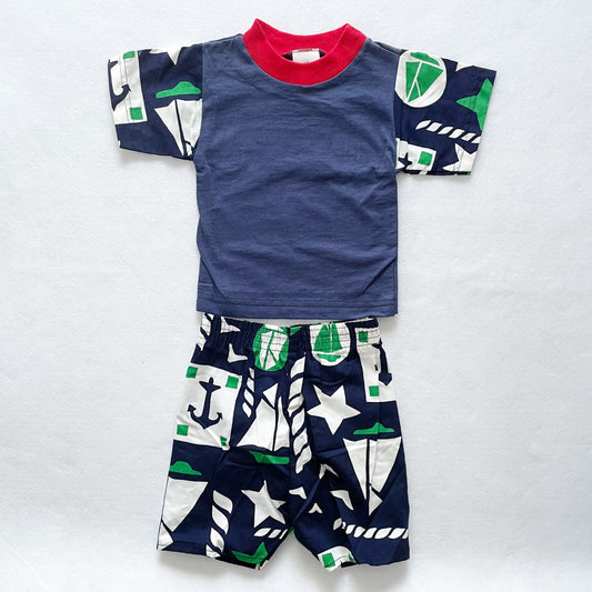 Nautical Tee and Shorts Set - Yellow Clover Vintage Kids Clothes