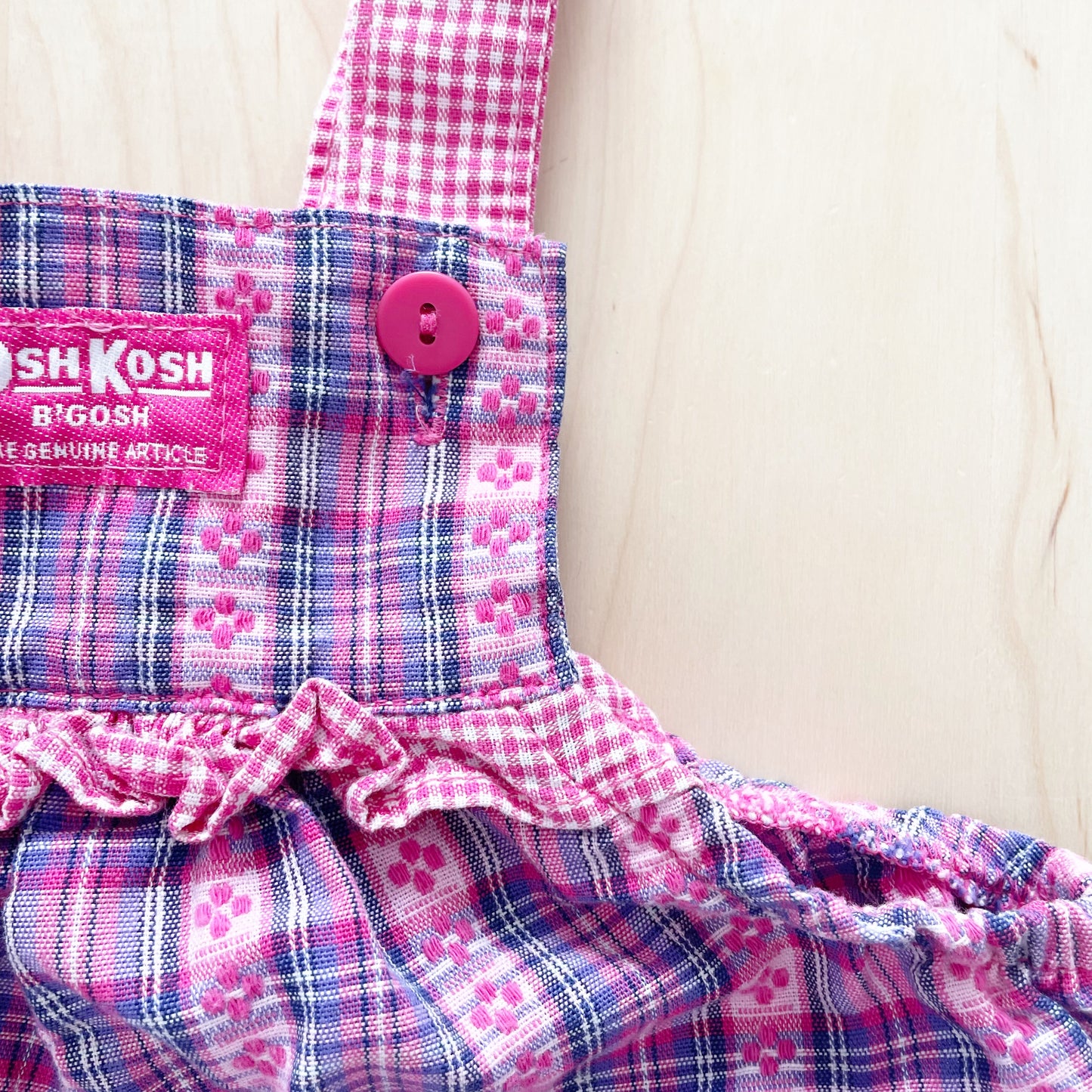 Vintage OshKosh Plaid Woven Bubble Romper