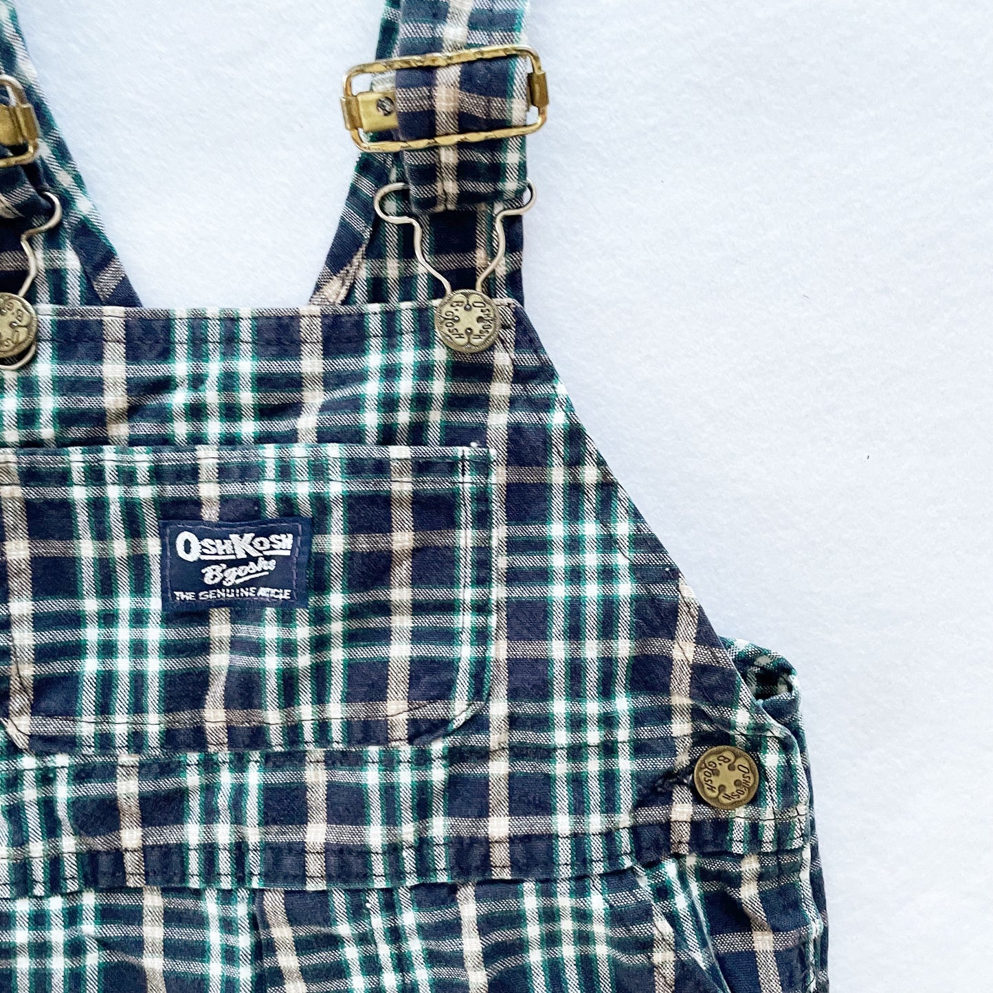 OshKosh Plaid Shortalls - Yellow Clover Vintage Kids Clothes