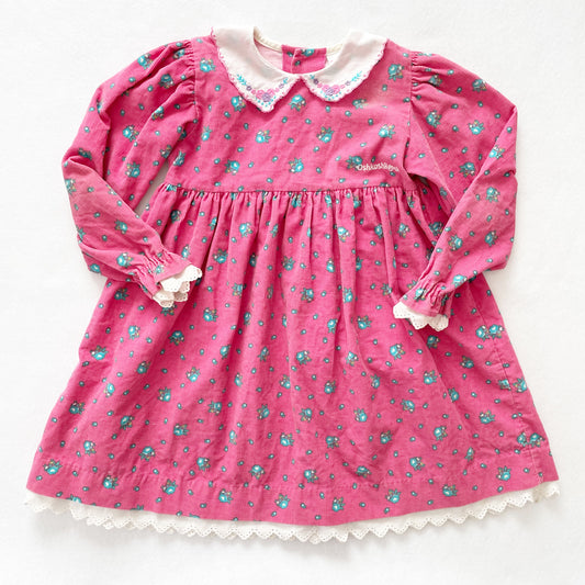 OshKosh Cord Floral Collared Dress - Yellow Clover Vintage Kids Clothes