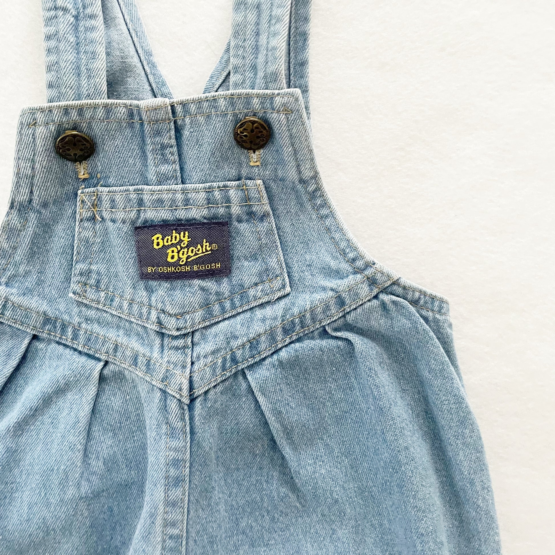 Baby B’gosh Light Wash Bubble Overalls - Yellow Clover Vintage Kids Clothes