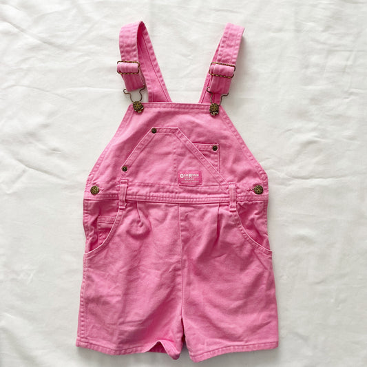 OshKosh Bubblegum Pink Asymmetrical Pocket Shortalls - Yellow Clover Vintage Kids Clothes