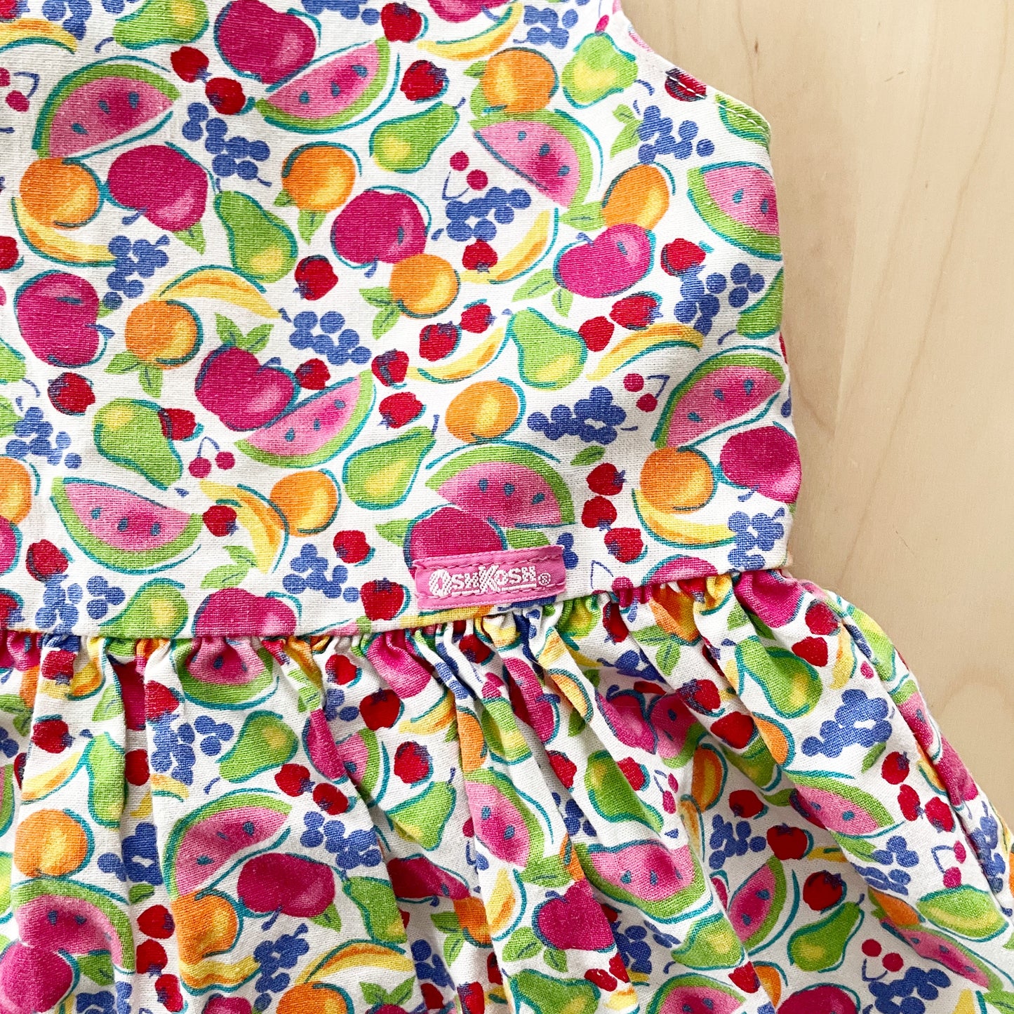 OshKosh Fruit Print Crossback Dress - Yellow Clover Vintage Kids Clothes