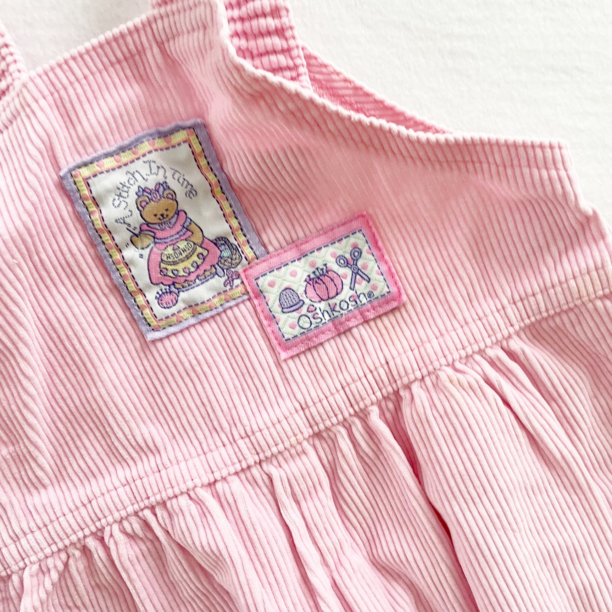 OshKosh Light Pink Cord Overalls - Yellow Clover Vintage Kids Clothes