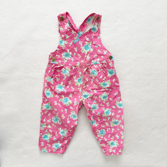 OshKosh Pink Floral Overalls - Yellow Clover Vintage Kids Clothes