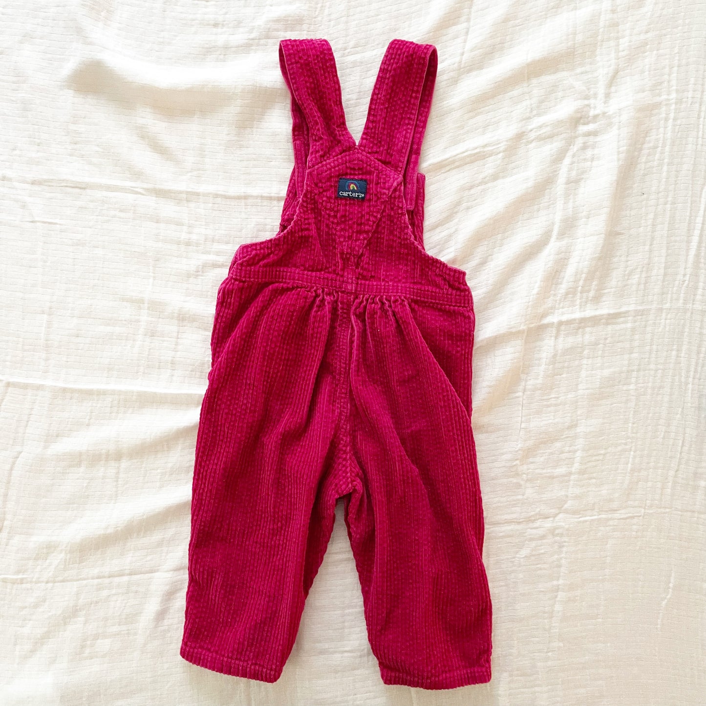 Carter’s Cranberry Cord Rainbow Patch Overalls