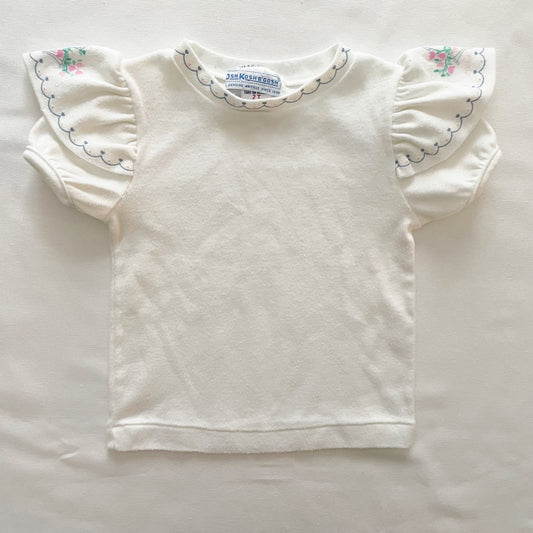 OshKosh Flower Basket Flutter Sleeve Layer Tee - Yellow Clover Vintage Kids Clothes