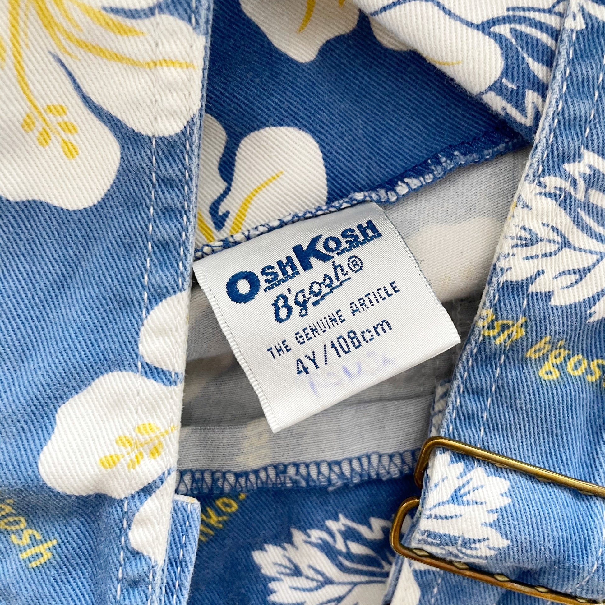 OshKosh Tropical Flower Blue Skirtall - Yellow Clover Vintage Kids Clothes