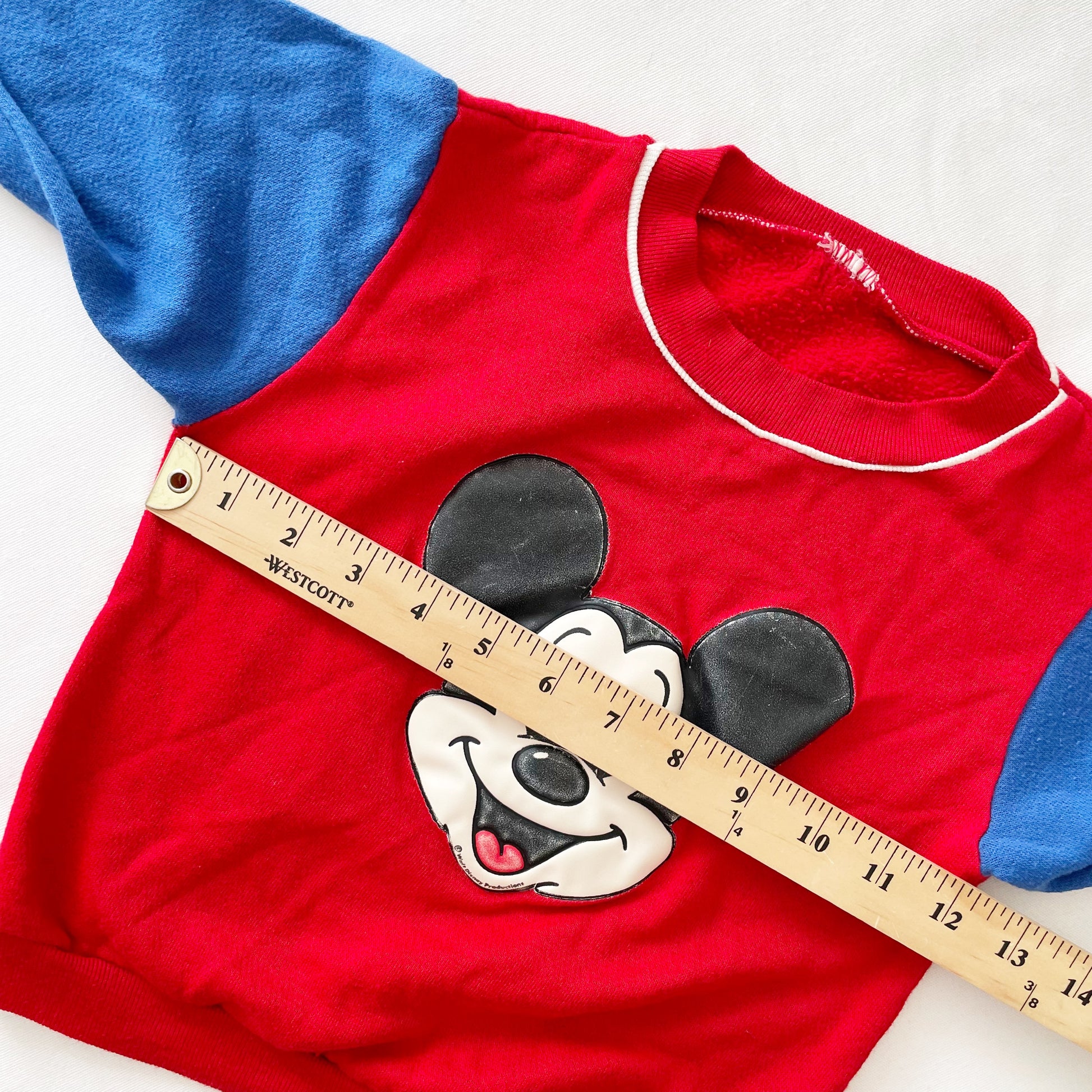 Mickey Mouse Appliqué Sweatshirt - Yellow Clover Vintage Kids Clothes