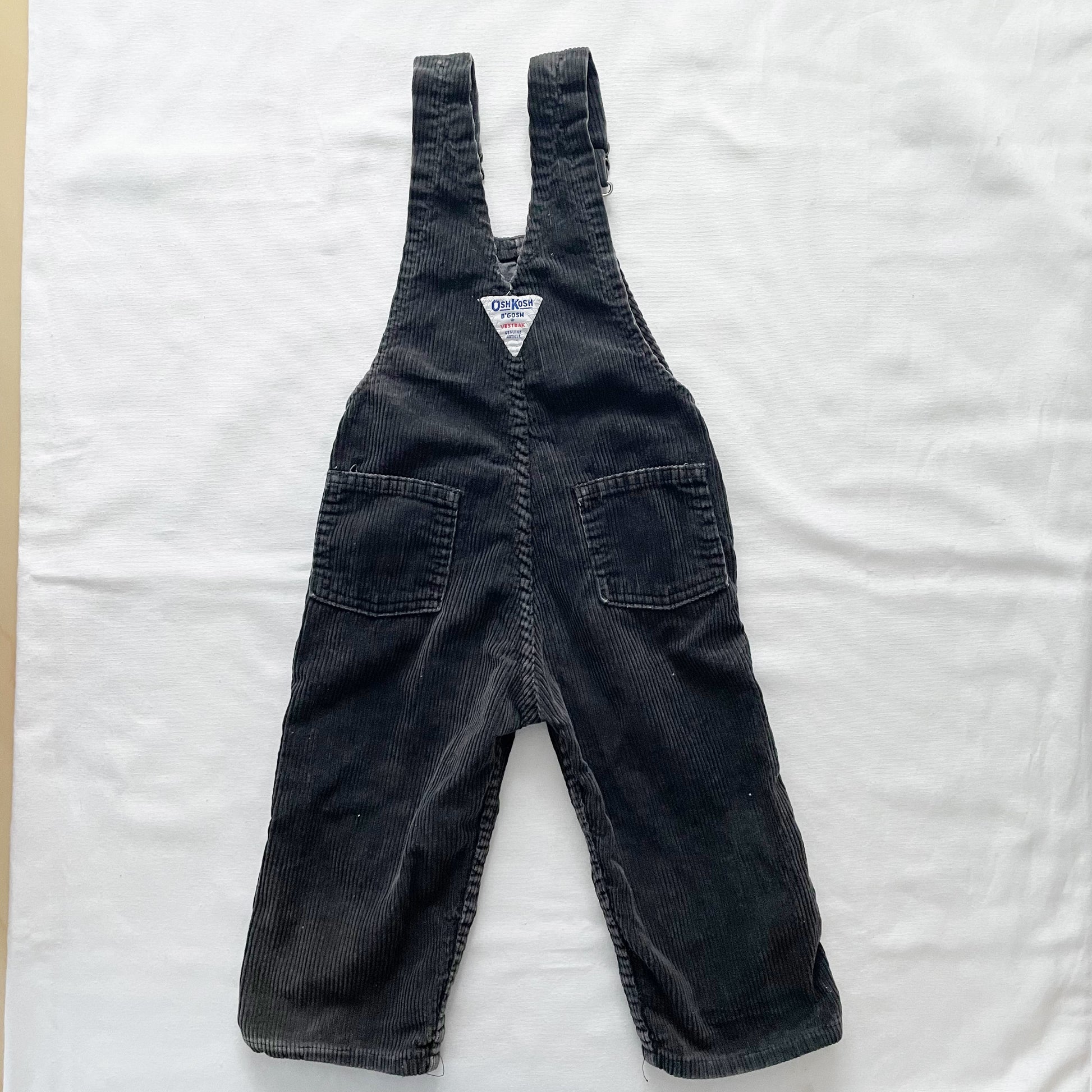 OshKosh Black Cord Overalls - Yellow Clover Vintage Kids Clothes