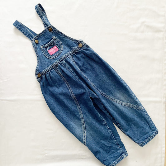 OshKosh Medium Wash Bubble Leg Overalls - Yellow Clover Vintage Kids Clothes