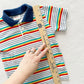 Healthtex Rainbow Stripe Polo - Yellow Clover Vintage Kids Clothes